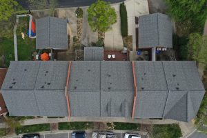 Large warehouse with newly installed commercial roofing system